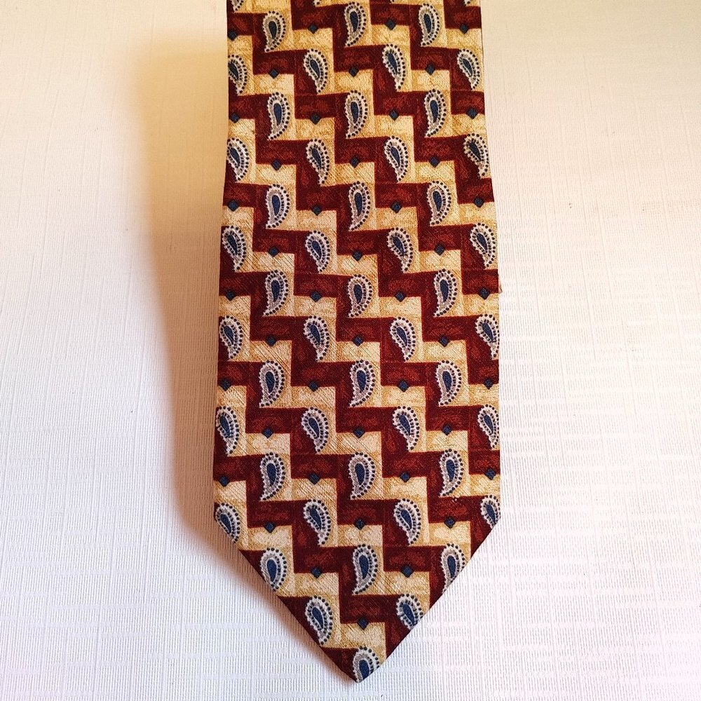 100% Silk O by Valentino Multicolored Paisley Pattern Vintage Italian Men's Tie